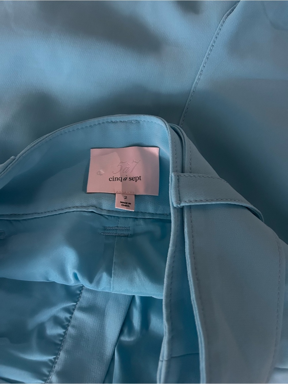 cinq a sept High-Waist Belted Shorts in Sky Blue - Picture 4 of 4
